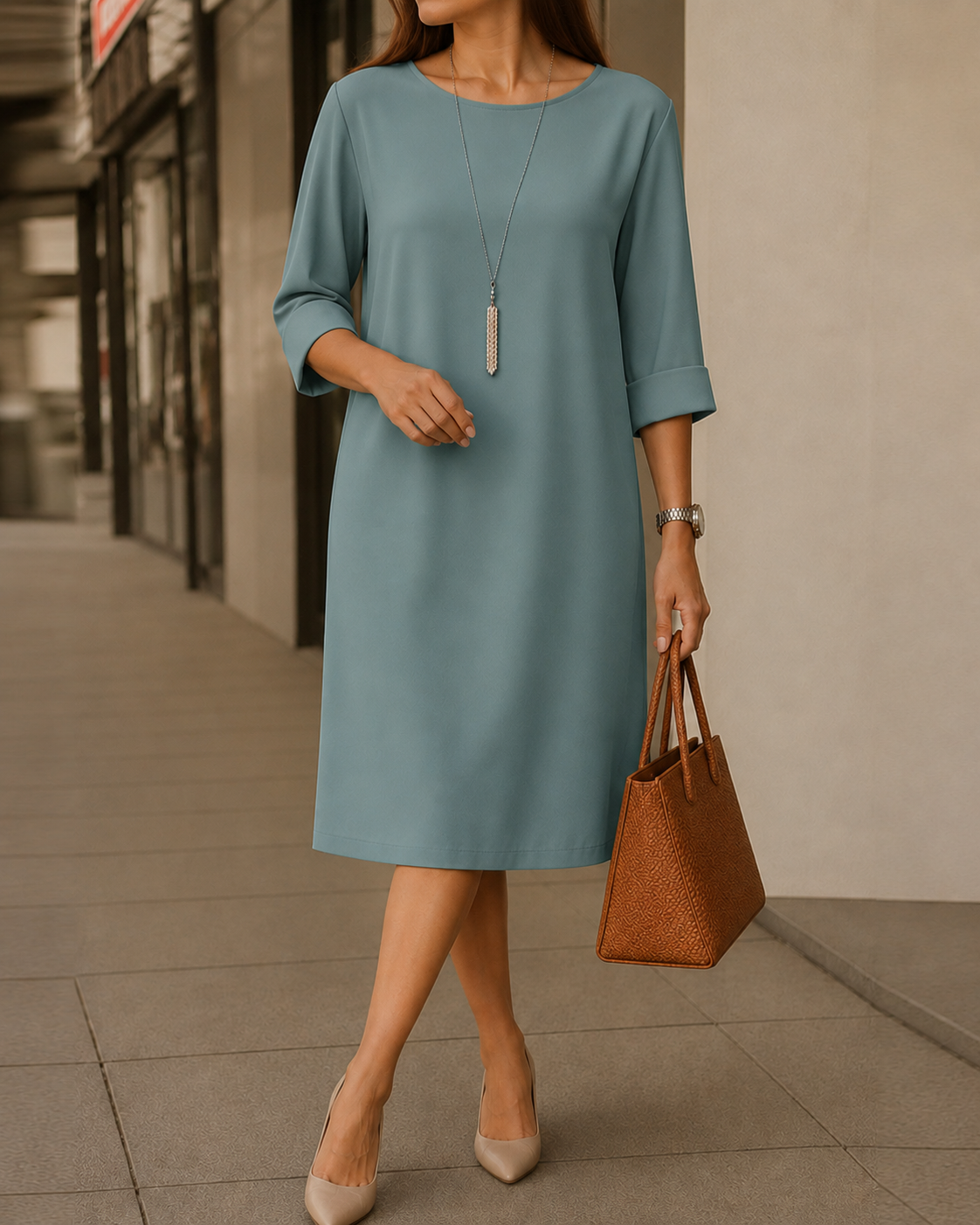 Adriana – vestido midi efecto vientre plano