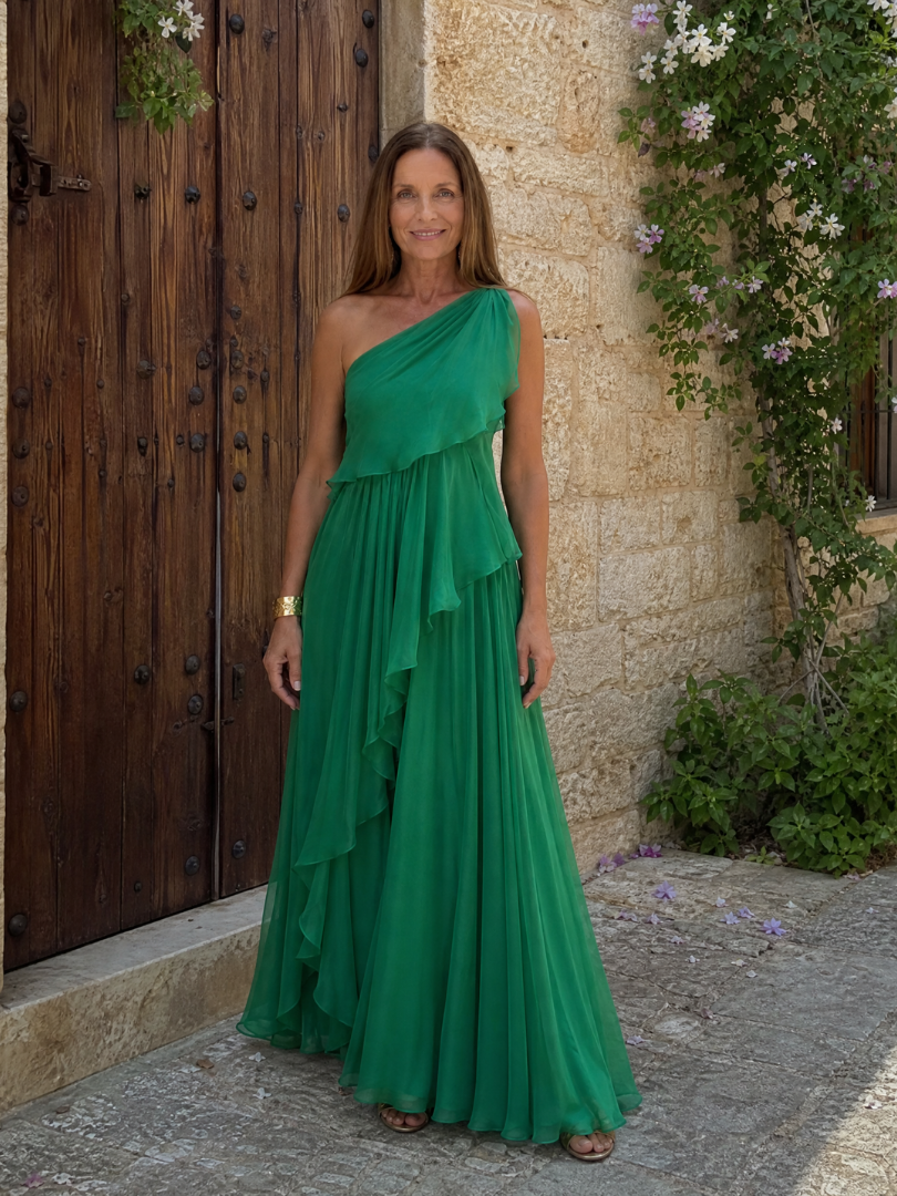 Talia – vestido maxi con volantes en cascada