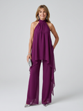 Berta – conjunto de túnica halter asimétrica y pantalón ancho