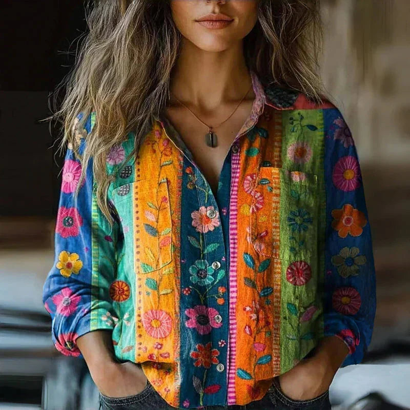 Alejandra – blusa boho vintage estampada