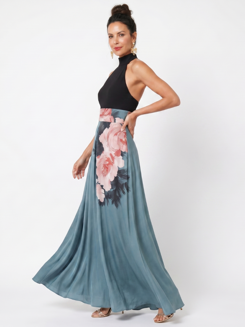 Nicoletta – vestido maxi de flores con cuello halter
