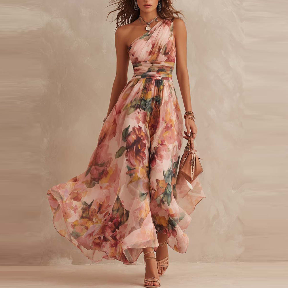 Serena – vestido floral de un hombro