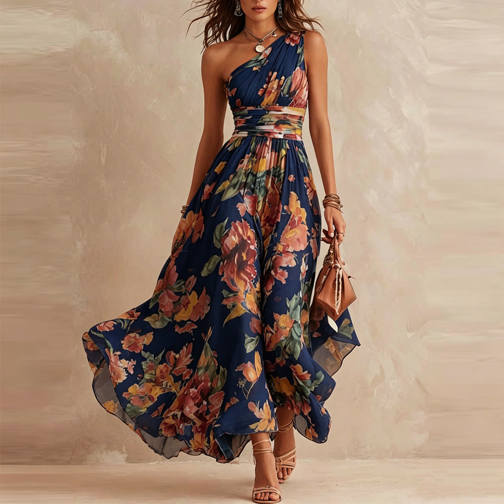 Serena – vestido floral de un hombro