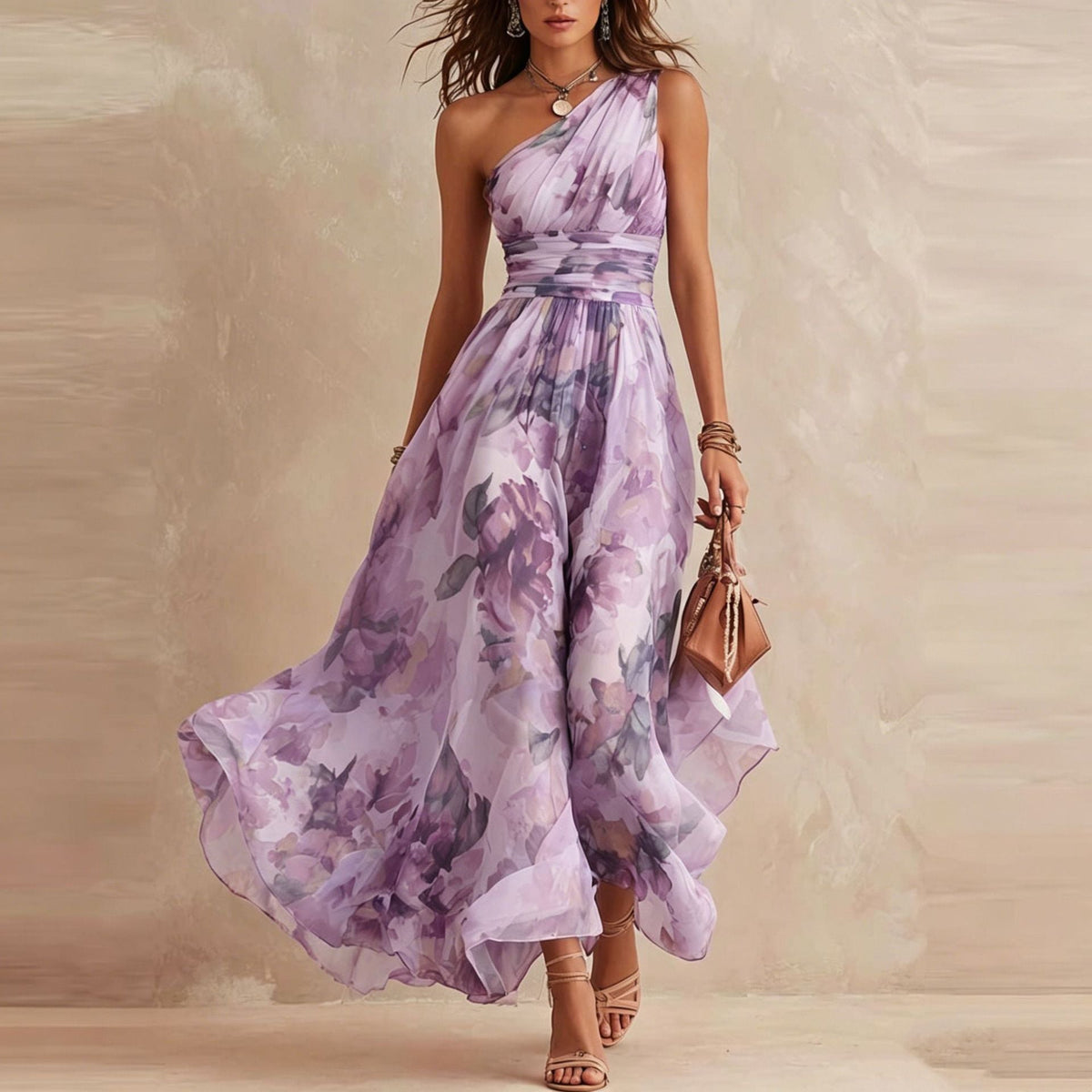 Serena – vestido floral de un hombro