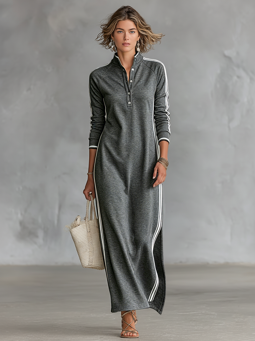Nicoletta – vestido largo tipo sudadera con cuello