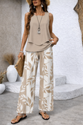 Sofía – conjunto de top y pantalón de hojas en tonos neutros