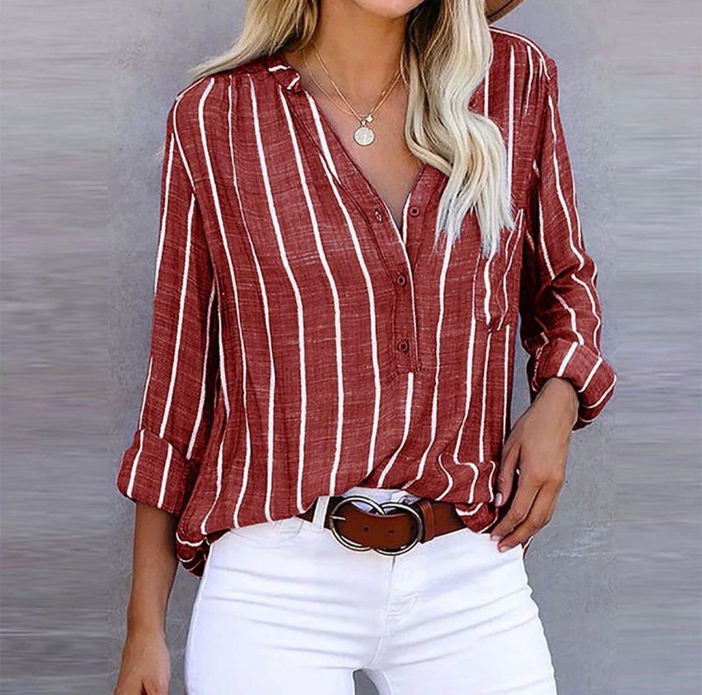 Brígida – blusa camisera de rayas verticales