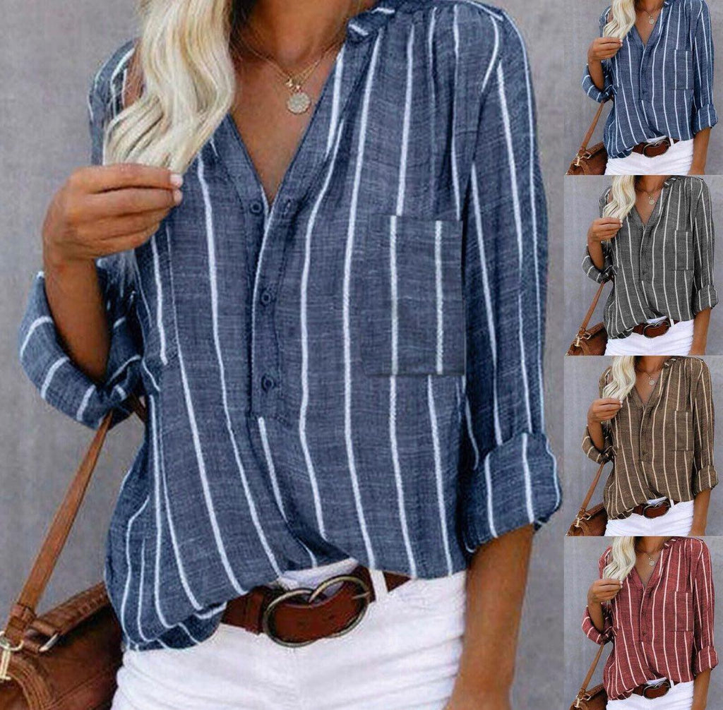 Brígida – blusa camisera de rayas verticales