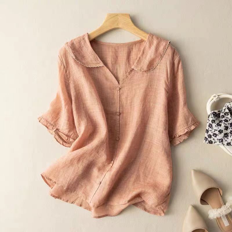 Zulema – blusa vintage con cuello festoneado