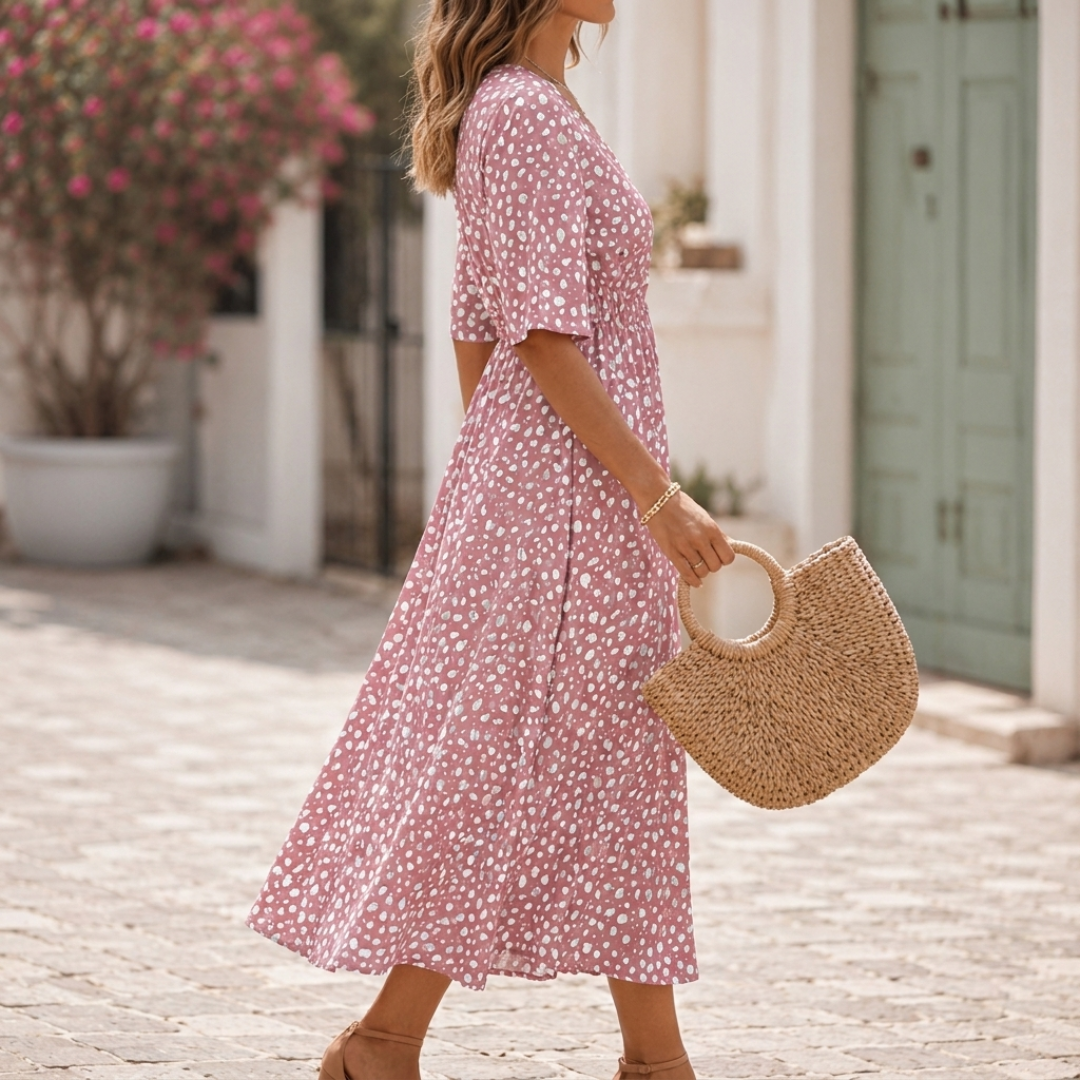 Fiorella – vestido midi elegante efecto estilizador