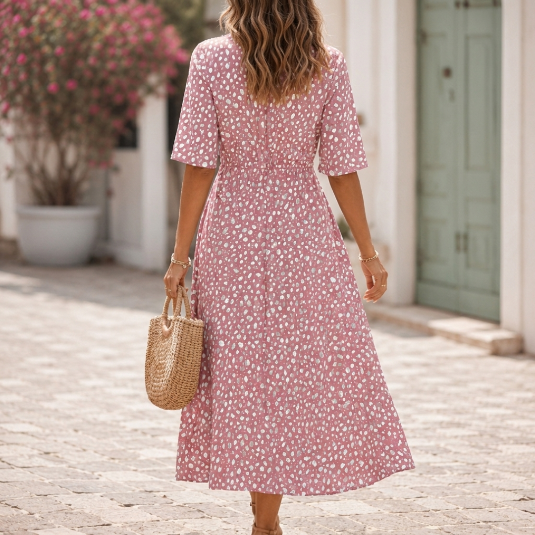 Fiorella – vestido midi elegante efecto estilizador