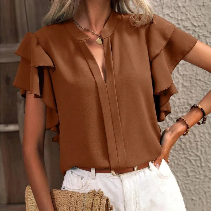 Teodora – blusa con mangas de doble volante