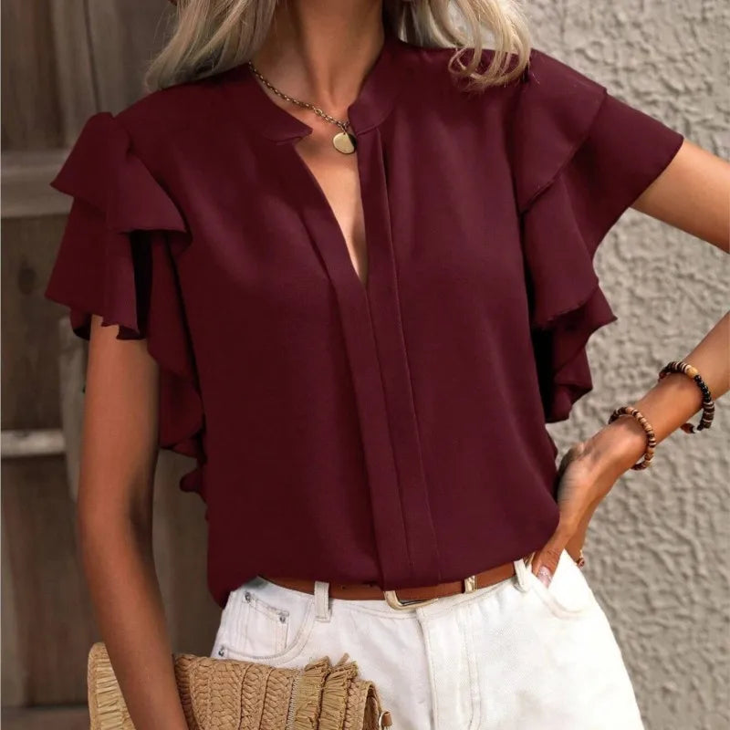 Teodora – blusa con mangas de doble volante