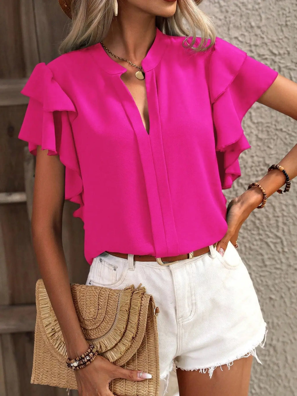 Teodora – blusa con mangas de doble volante