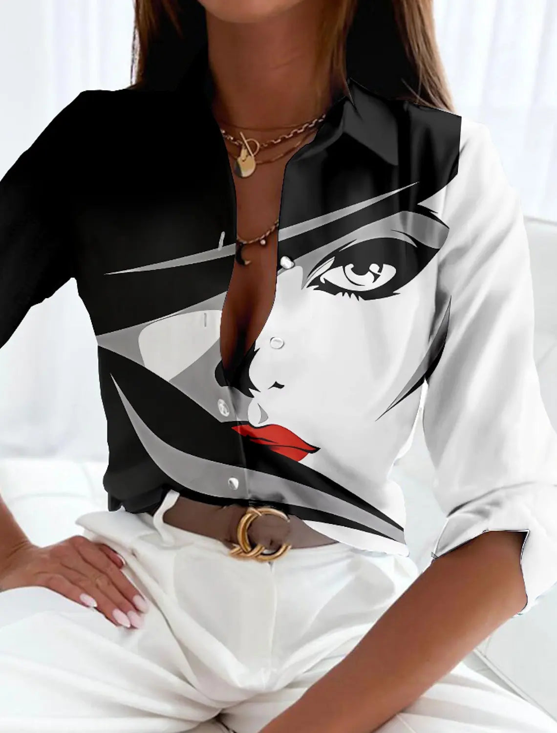 Lorenza – blusa estampado abstracto moderno