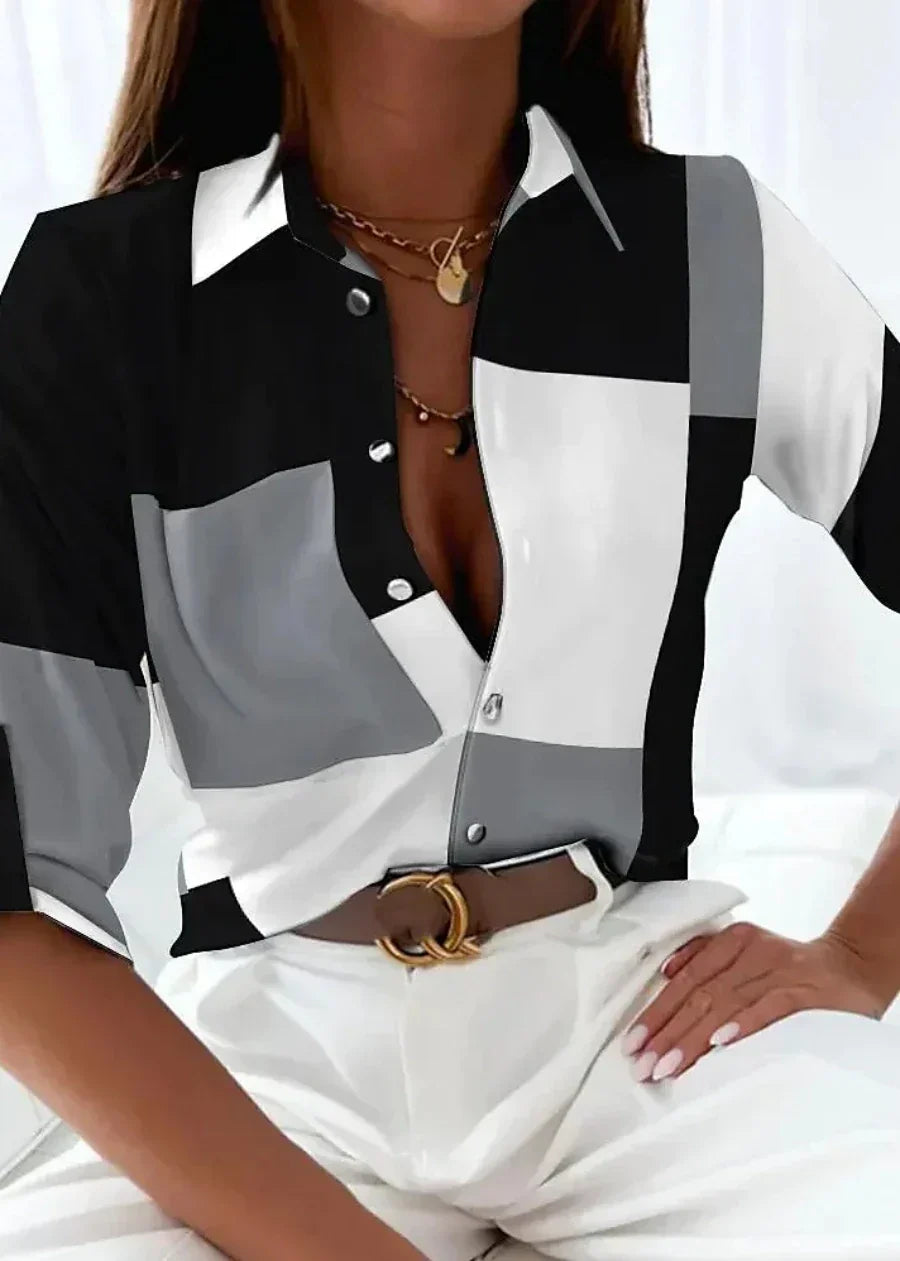 Lorenza – blusa estampado abstracto moderno