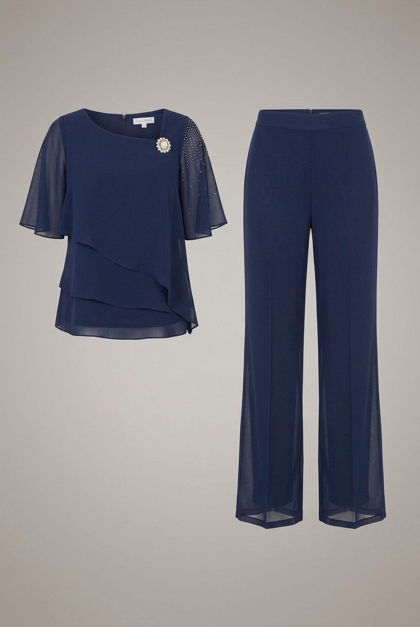 Alba – conjunto de blusa en capas y pantalón recto