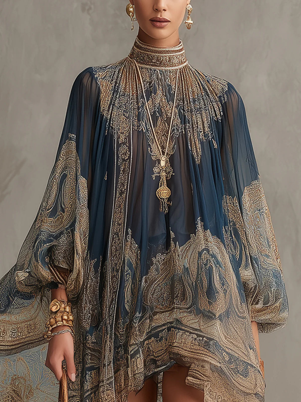 Marianna – vestido corto de gasa con estampado barroco