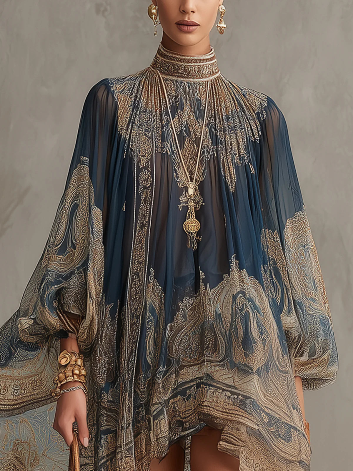Marianna – vestido corto de gasa con estampado barroco