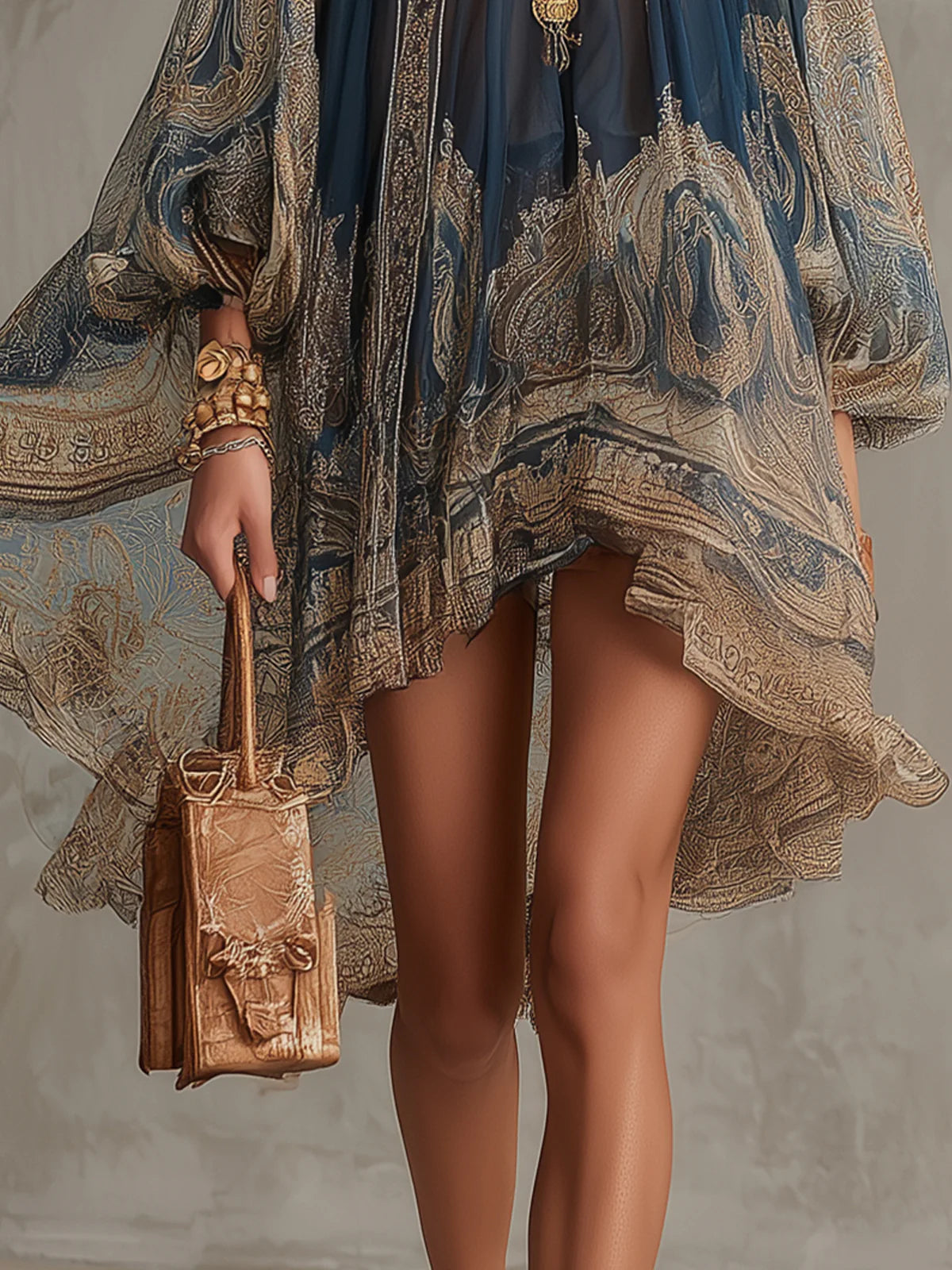 Marianna – vestido corto de gasa con estampado barroco