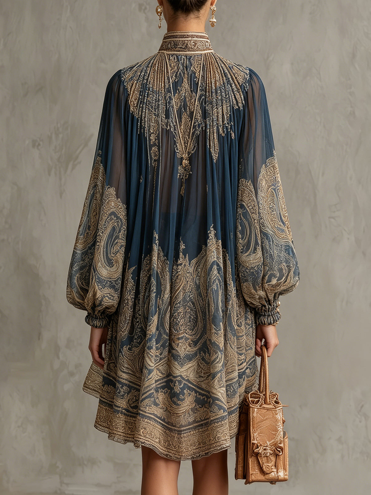 Marianna – vestido corto de gasa con estampado barroco