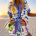 Edurne – conjunto de camisa y short estampado de mercado con vichy
