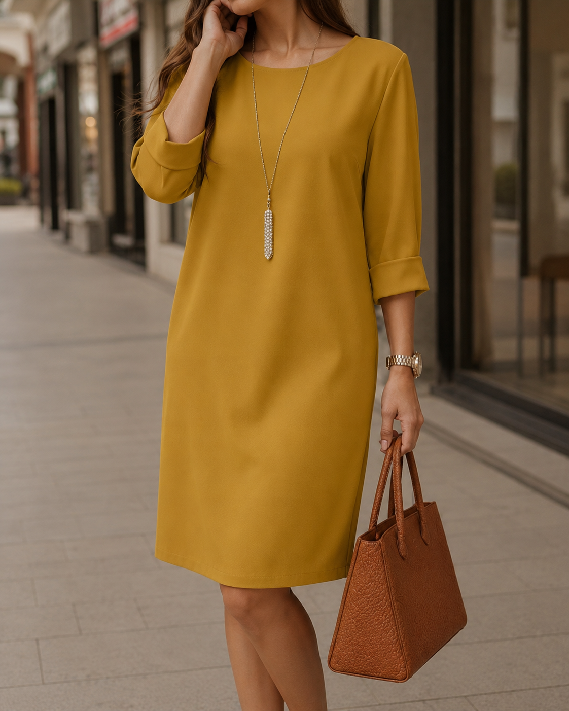 Adriana – vestido midi efecto vientre plano