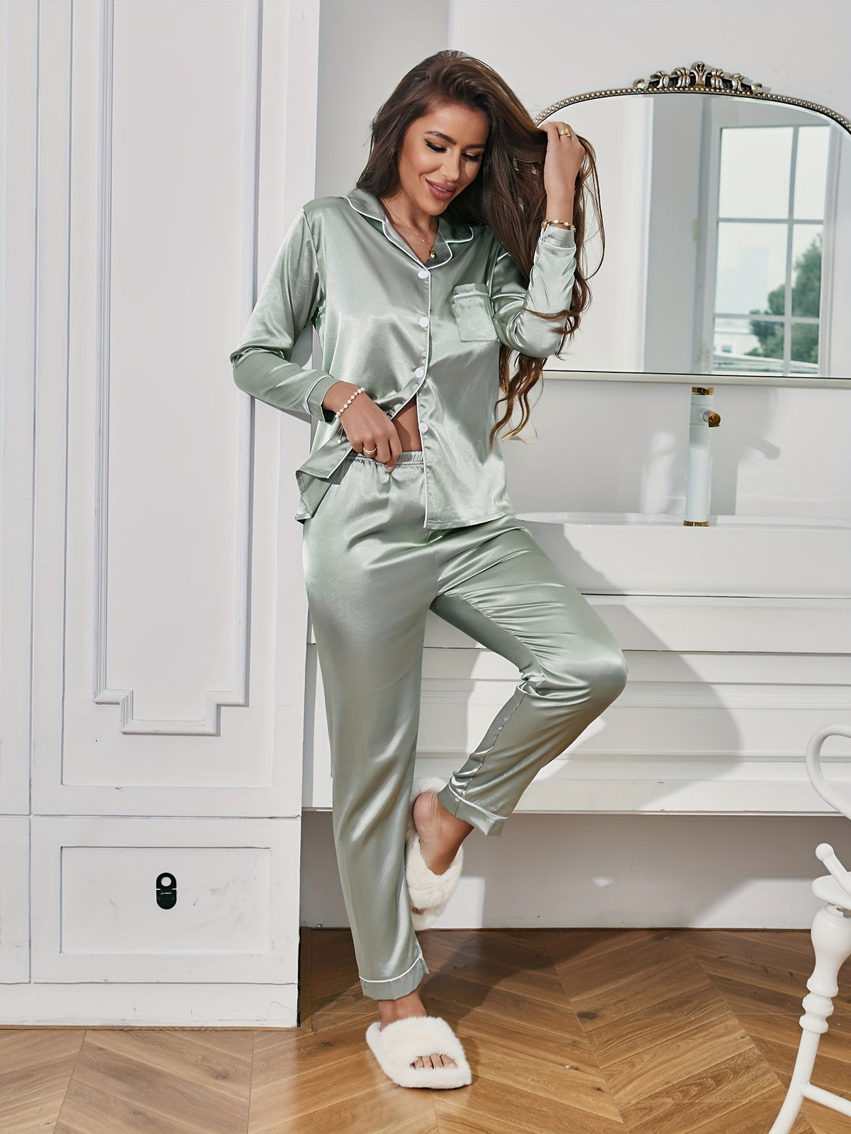 Luz – pijama satinado de dos piezas