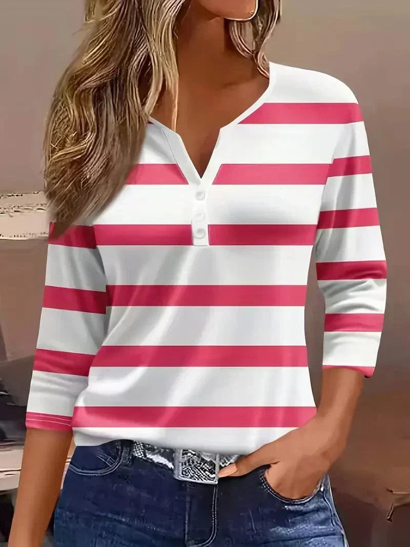 Casilda – top de rayas con escote en v