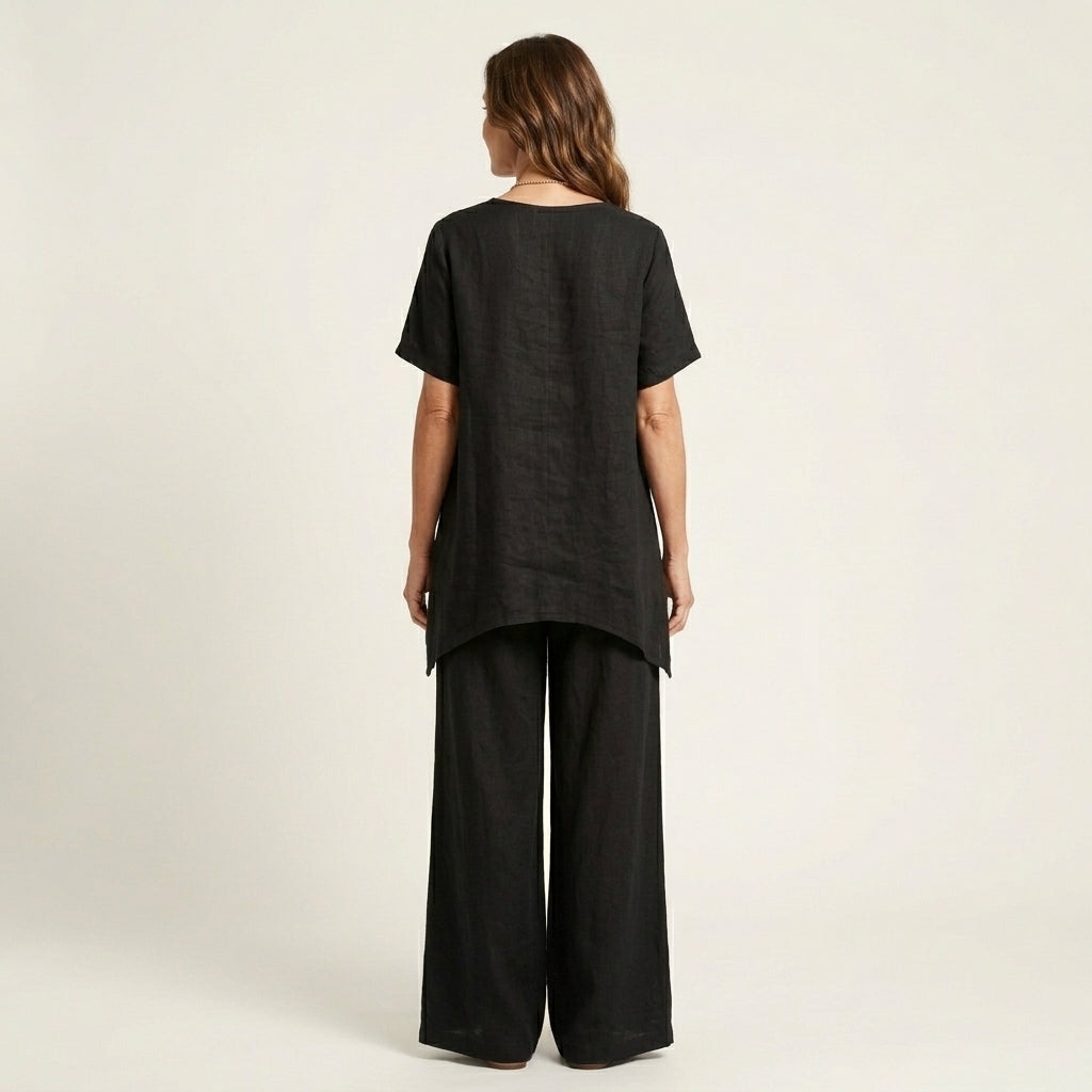 Lidia – conjunto de túnica con escote en v y pantalón ancho