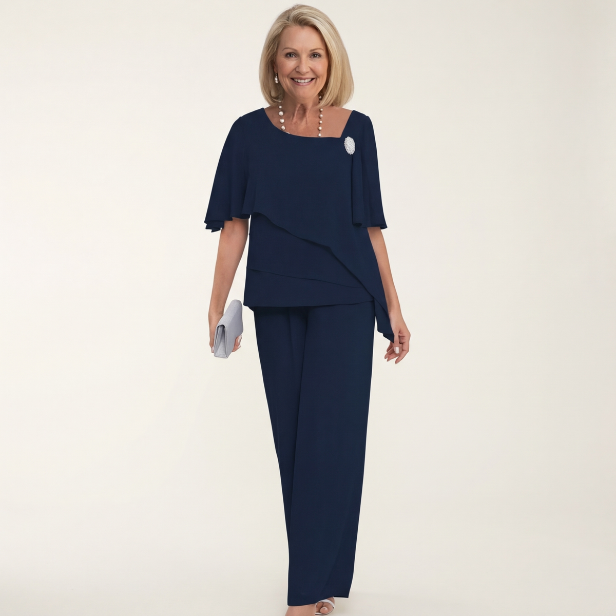 Carmela – conjunto de blusa de gasa en capas y pantalón ancho