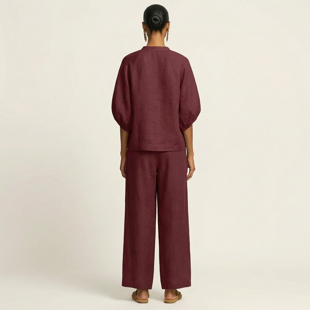 Mercedes – conjunto de blusa con cremallera y manga abullonada