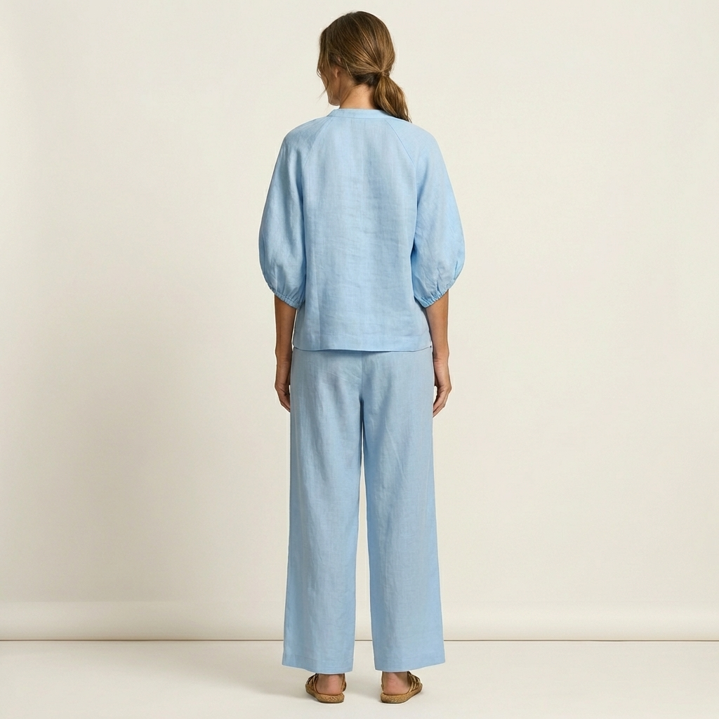 Mercedes – conjunto de blusa con cremallera y manga abullonada