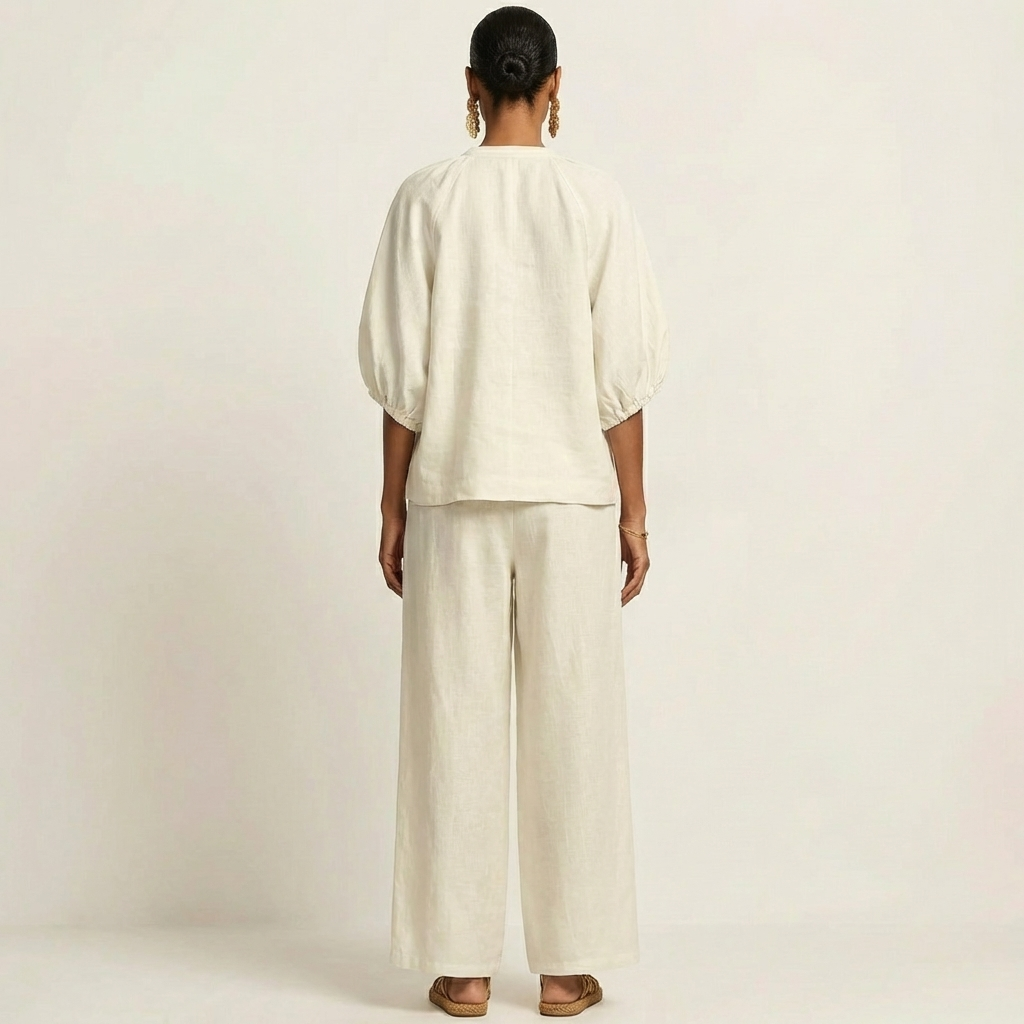 Mercedes – conjunto de blusa con cremallera y manga abullonada