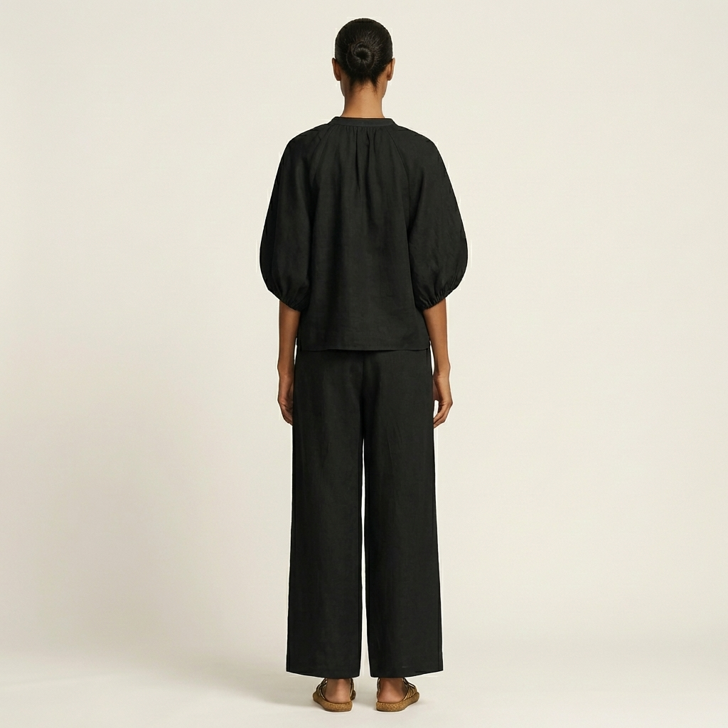 Mercedes – conjunto de blusa con cremallera y manga abullonada
