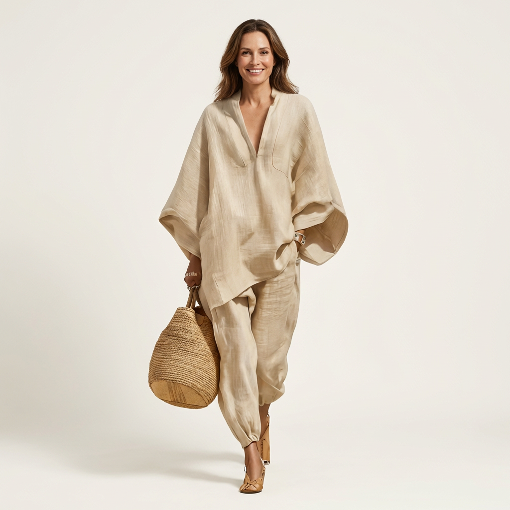 Patricia – conjunto de blusa murciélago y pantalón con puño