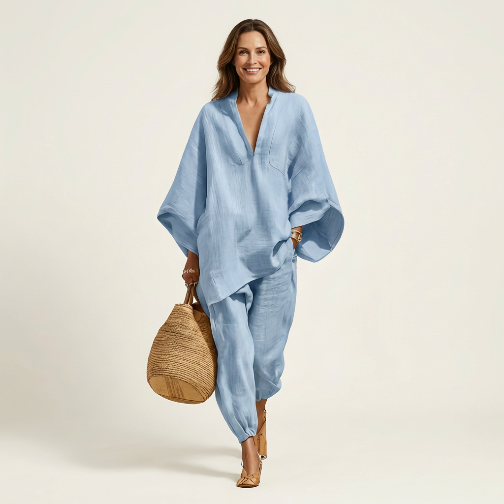 Patricia – conjunto de blusa murciélago y pantalón con puño