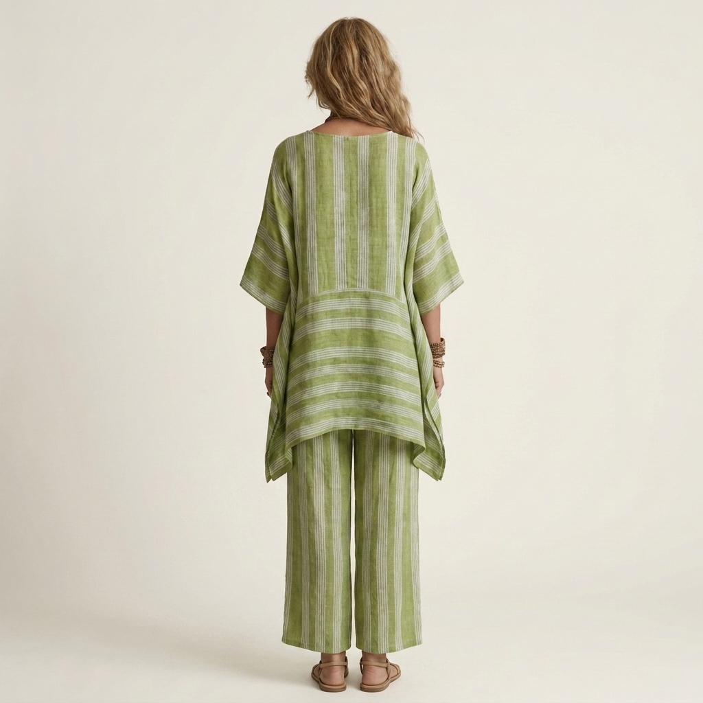 Rocío – conjunto de rayas de algodón y lino