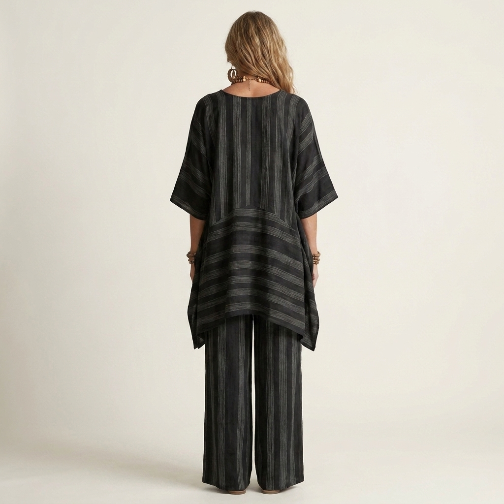 Rocío – conjunto de rayas de algodón y lino