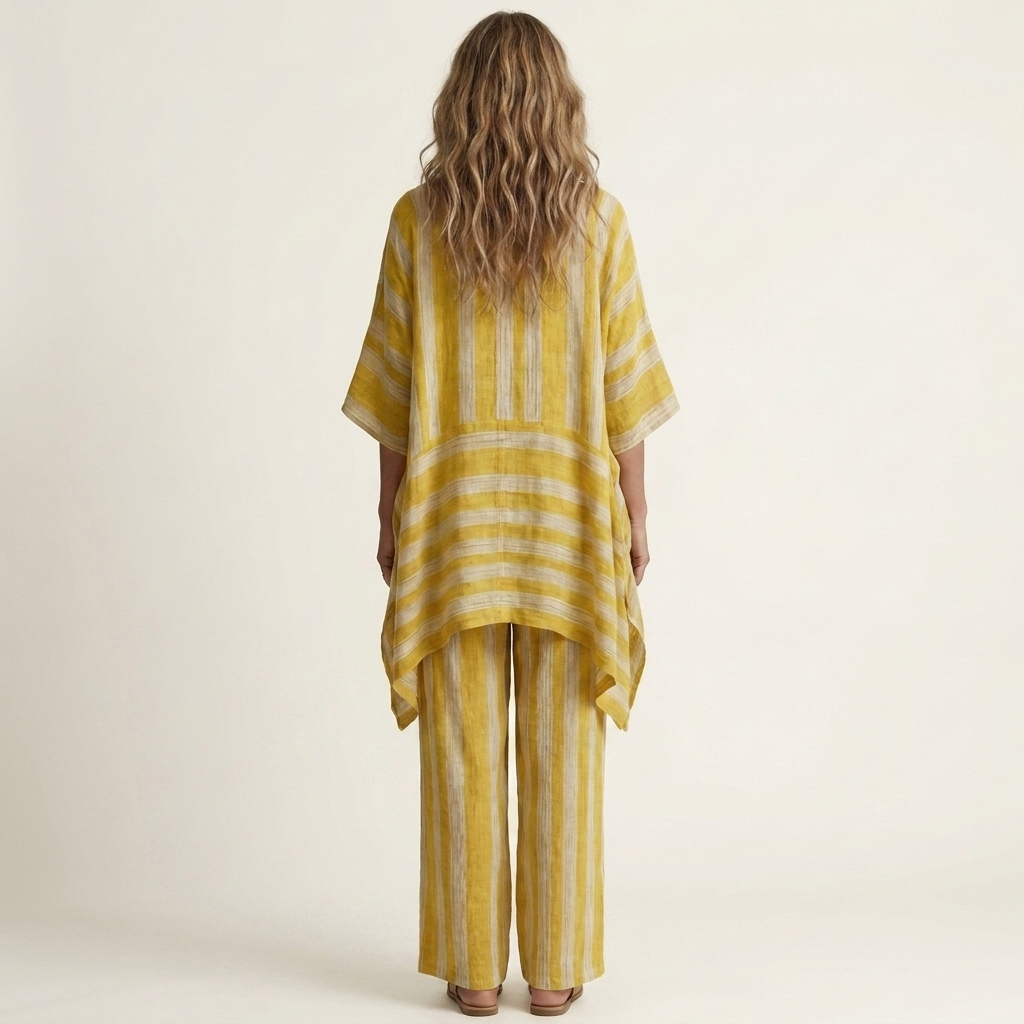 Rocío – conjunto de rayas de algodón y lino