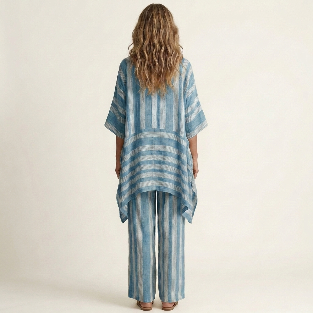 Rocío – conjunto de rayas de algodón y lino