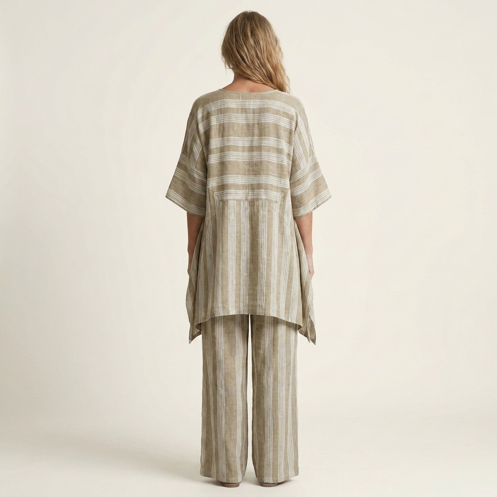 Rocío – conjunto de rayas de algodón y lino