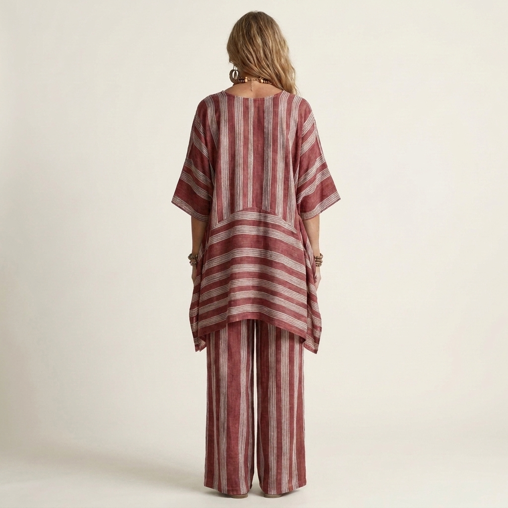 Rocío – conjunto de rayas de algodón y lino