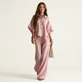 Eva – conjunto de gasa de algodón de camisa y pantalón ancho