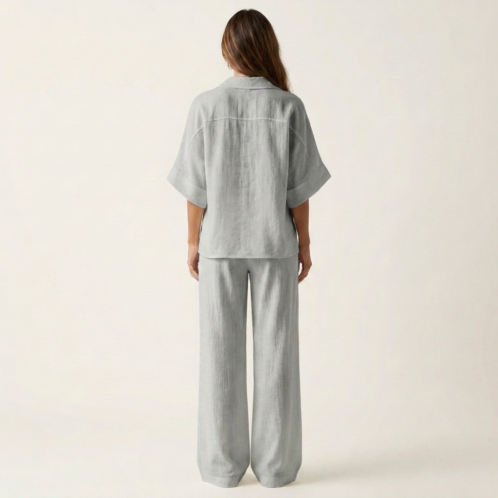 Eva – conjunto de gasa de algodón de camisa y pantalón ancho