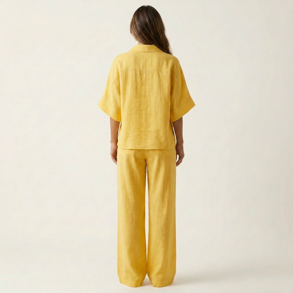 Eva – conjunto de gasa de algodón de camisa y pantalón ancho