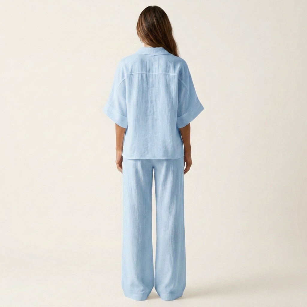 Eva – conjunto de gasa de algodón de camisa y pantalón ancho
