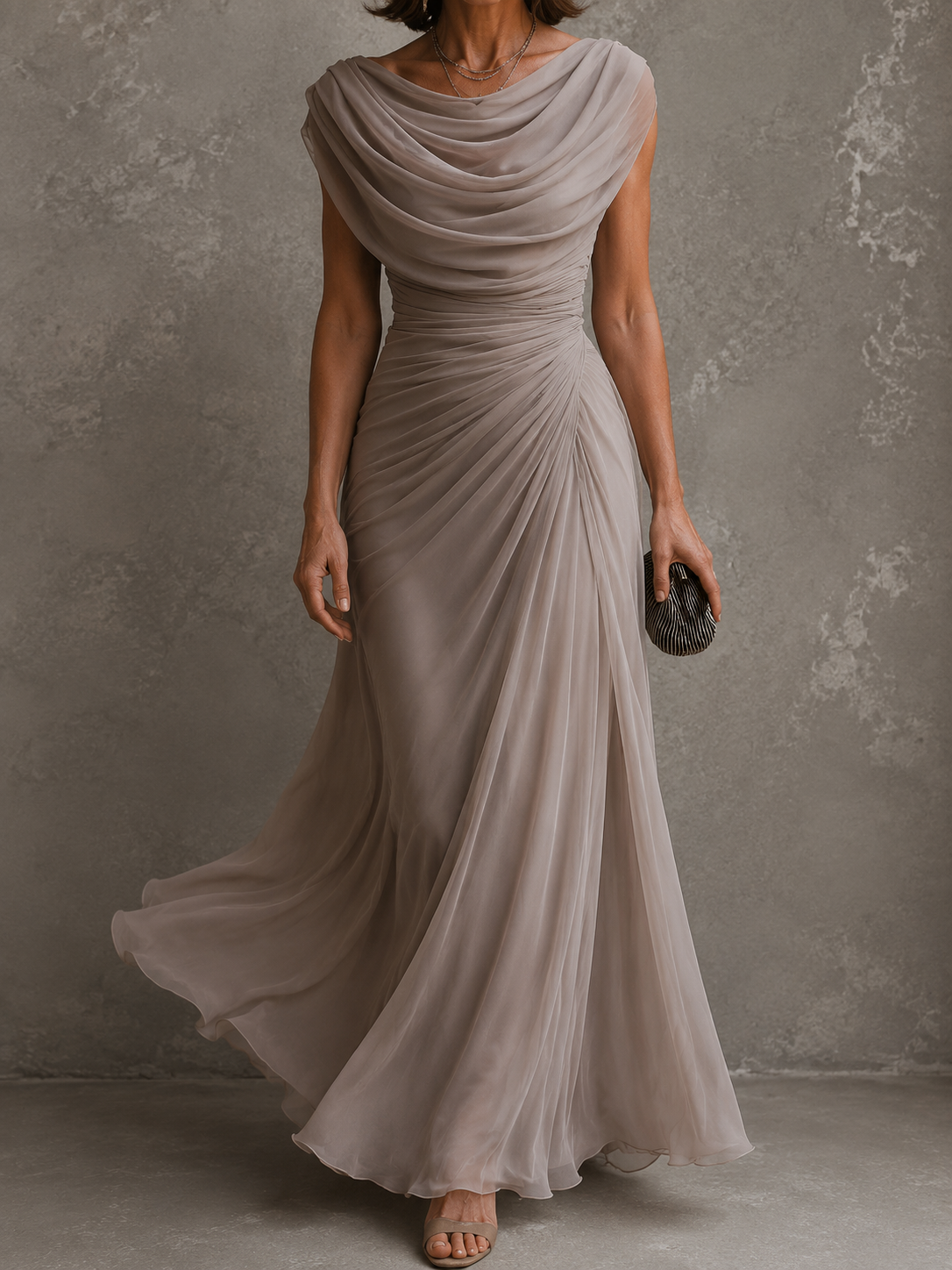 Silvana – vestido maxi drapeado