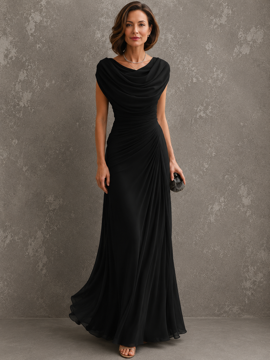 Silvana – vestido maxi drapeado