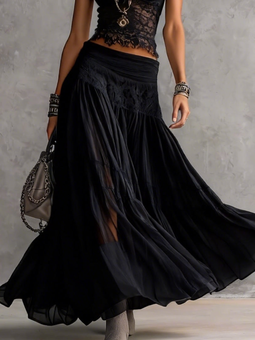 Lourdes – conjunto de top con encaje y falda larga plisada